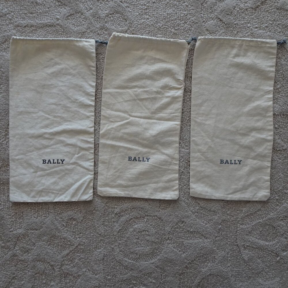 Set of 3 Bally Shoe Purse Dust Bag Drawstring 14”x 7” Beige